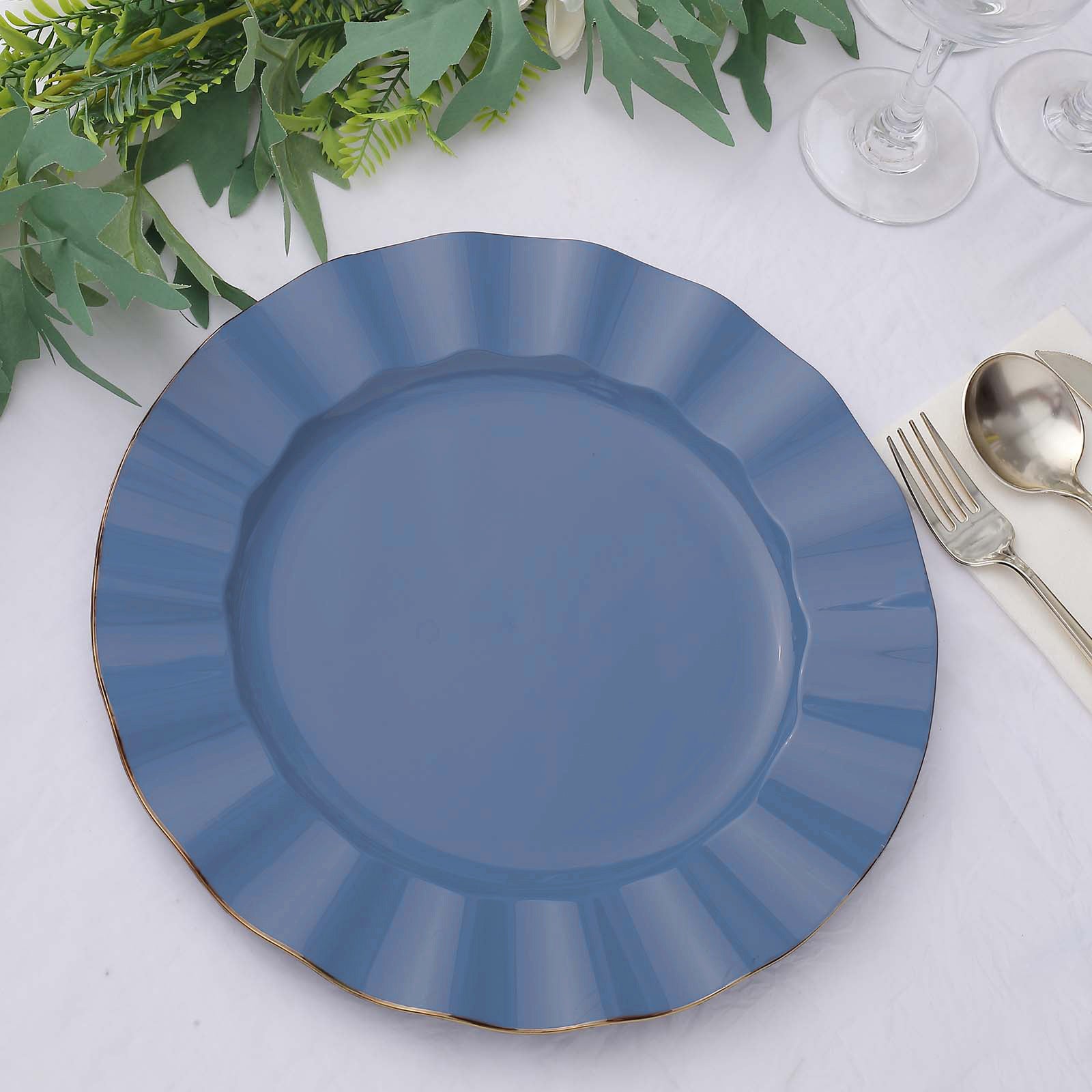 Ocean Blue 11 Inch Size Round Plastic & Foil Plates