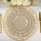 Taupe Hard Plastic Plates With Gold Ruffled Rim Dinner Plates In 11 Inch Wide