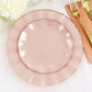 Gold Ruffled Rim Design 6 Inch Hard Plastic Blush and Rose Gold Dessert Plates 10 Pack