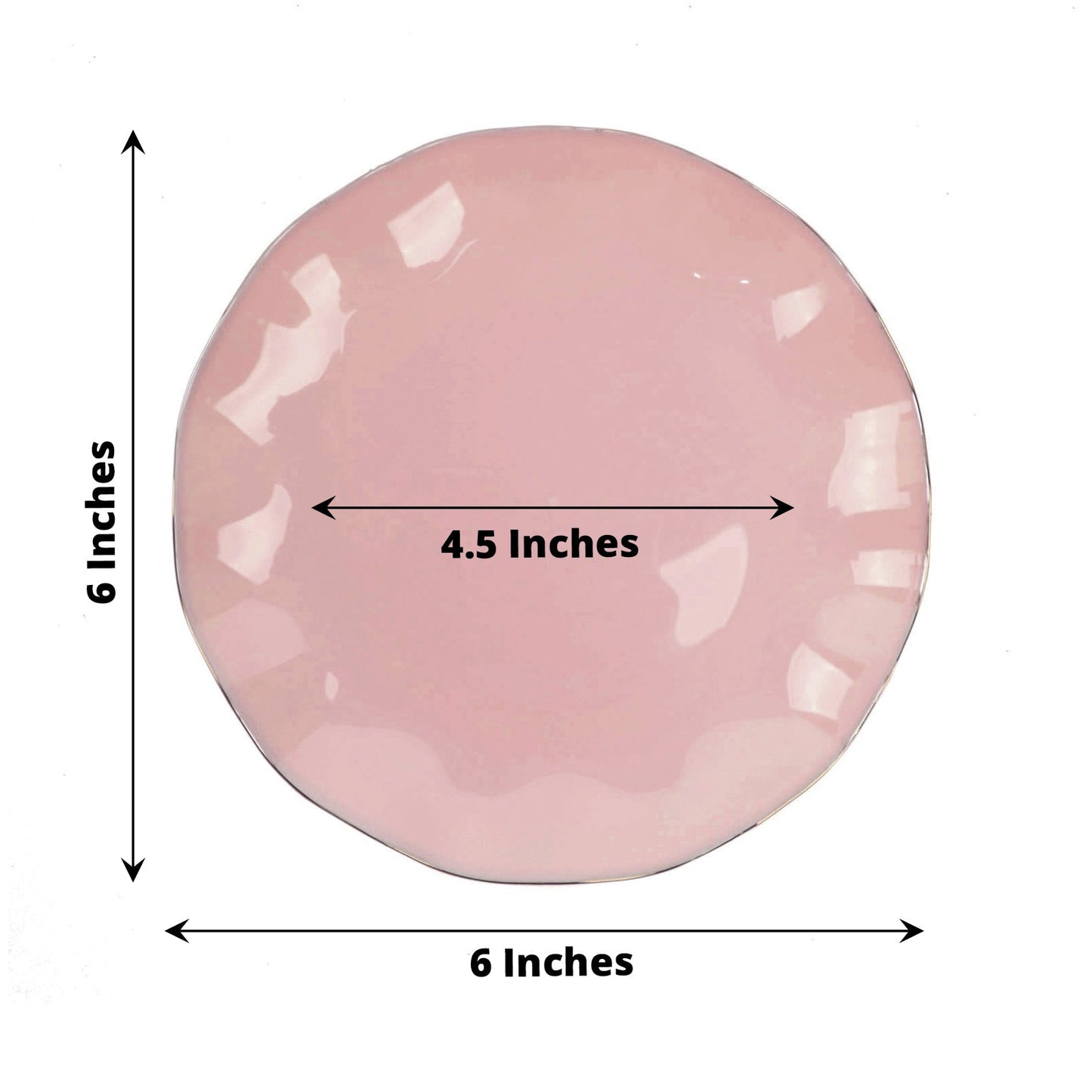 Disposable 6 Inch Dusty Rose Plates Gold Ruffled Rim Dessert