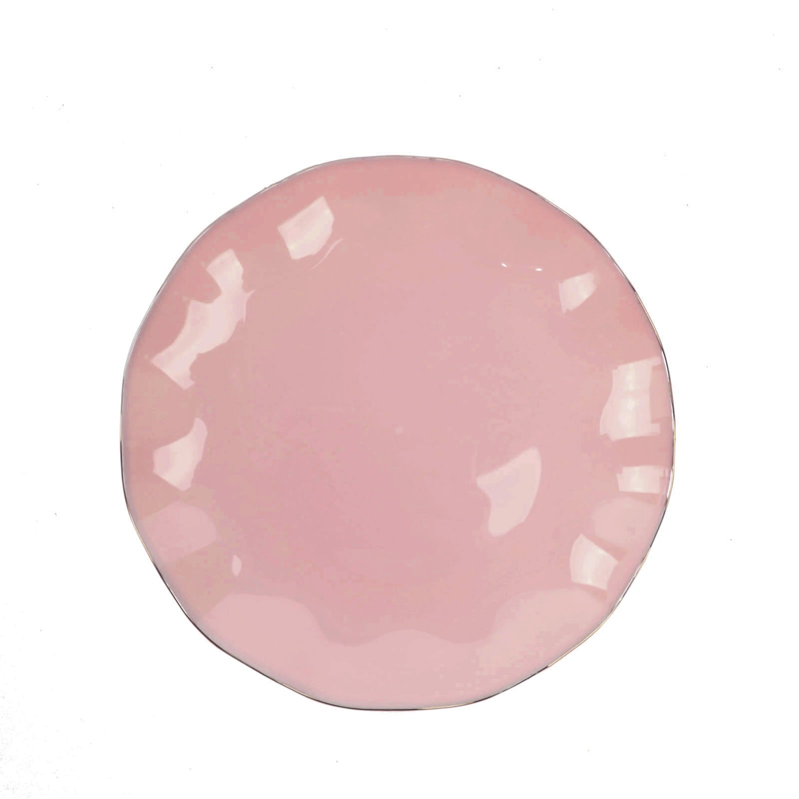 Dusty Rose Disposable 6 Inch Dessert Plates Gold Ruffled Rim#whtbkgd