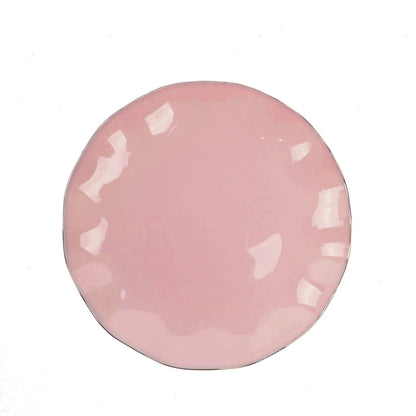 Dusty Rose Disposable 6 Inch Dessert Plates Gold Ruffled Rim#whtbkgd