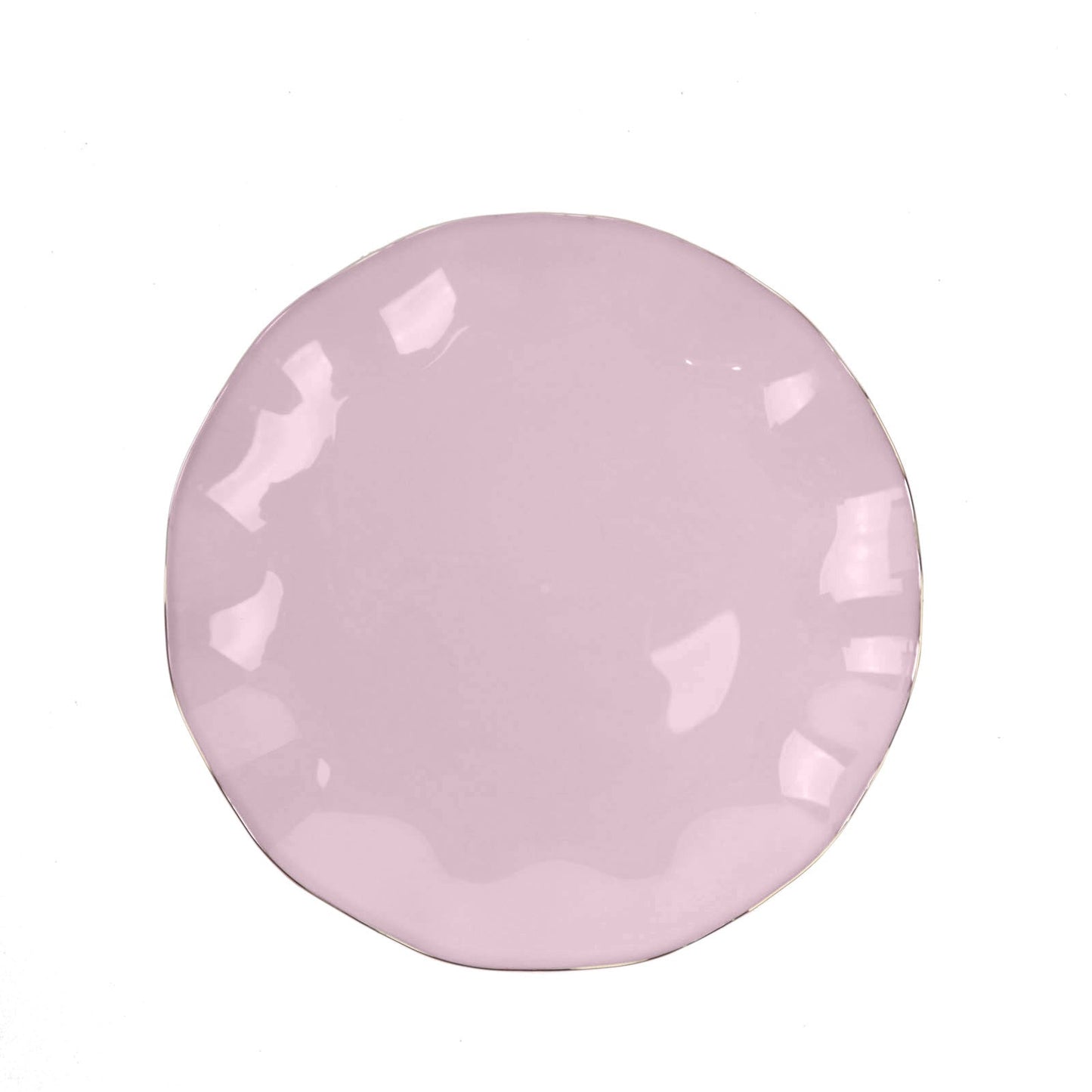 10 Pack | 6inch Lavender Lilac Hard Plastic Dessert Plates with Gold Ruffled Rim#whtbkgd