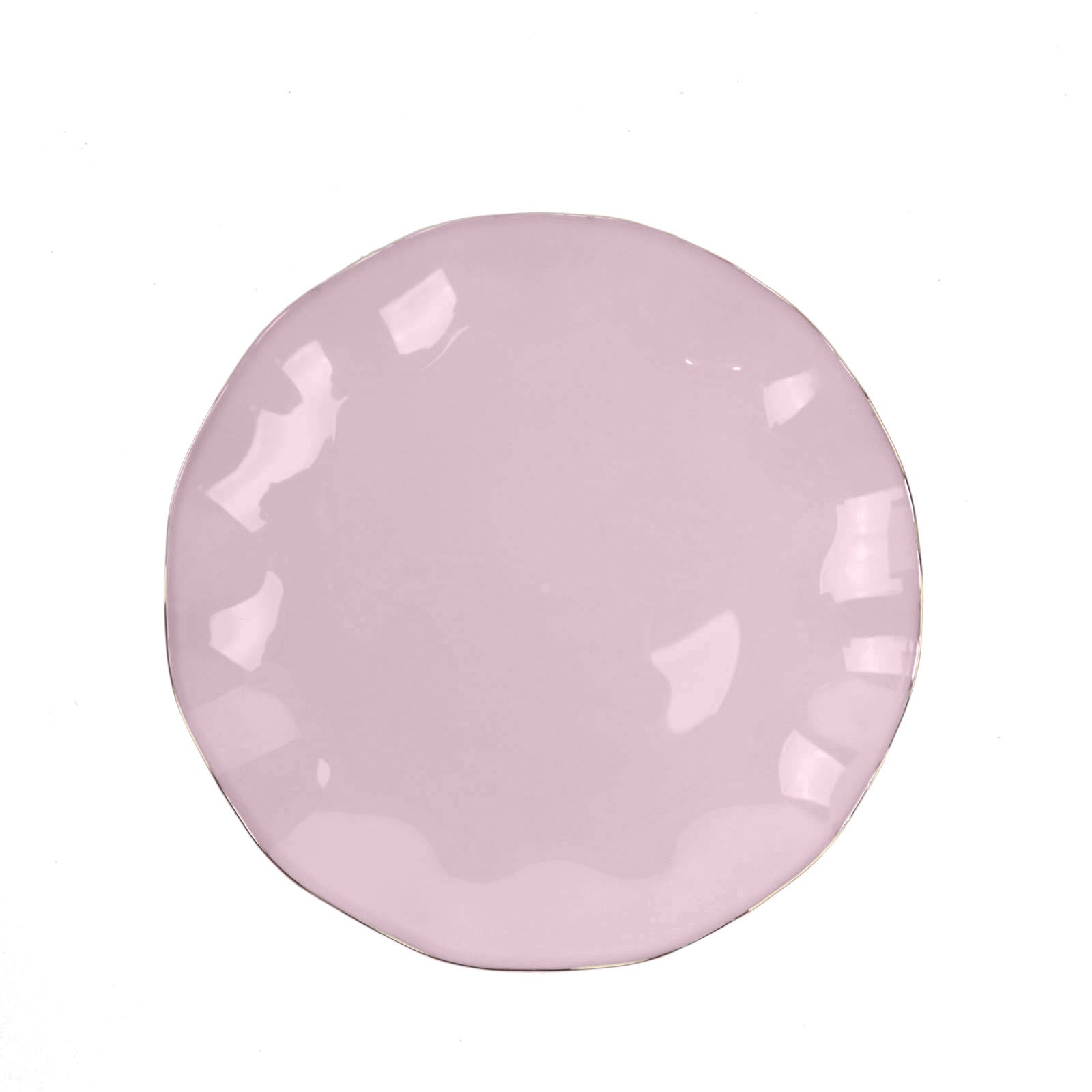 10 Pack | 6inch Lavender Lilac Hard Plastic Dessert Plates with Gold Ruffled Rim#whtbkgd