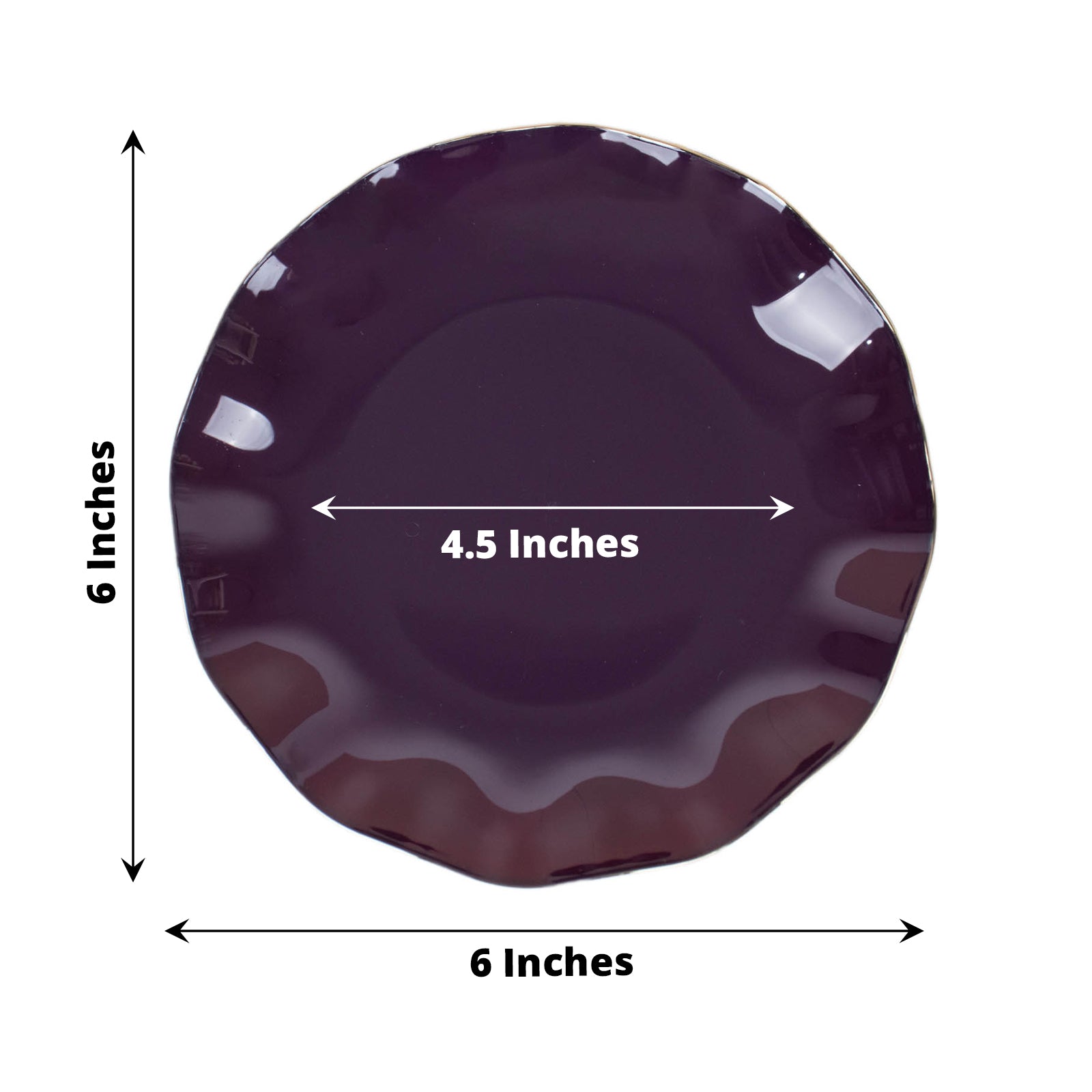 Purple Plastic Plates With Gold Ruffle For Desserts 6 Inch