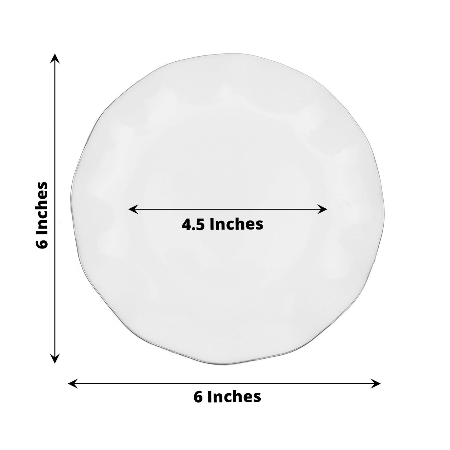 10 Pack of 6 Inch White Hard Plastic Disposable Round Dessert Plates with Gold Ruffled Rim Design