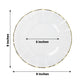 9" clear hard plastic dinner plate with gold ruffled rim.