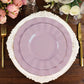 10 Pack 9 Inch Size Lavender Lilac Plastic & Foil Wide Ruffled Rim With Gold Edging Dinner Plates