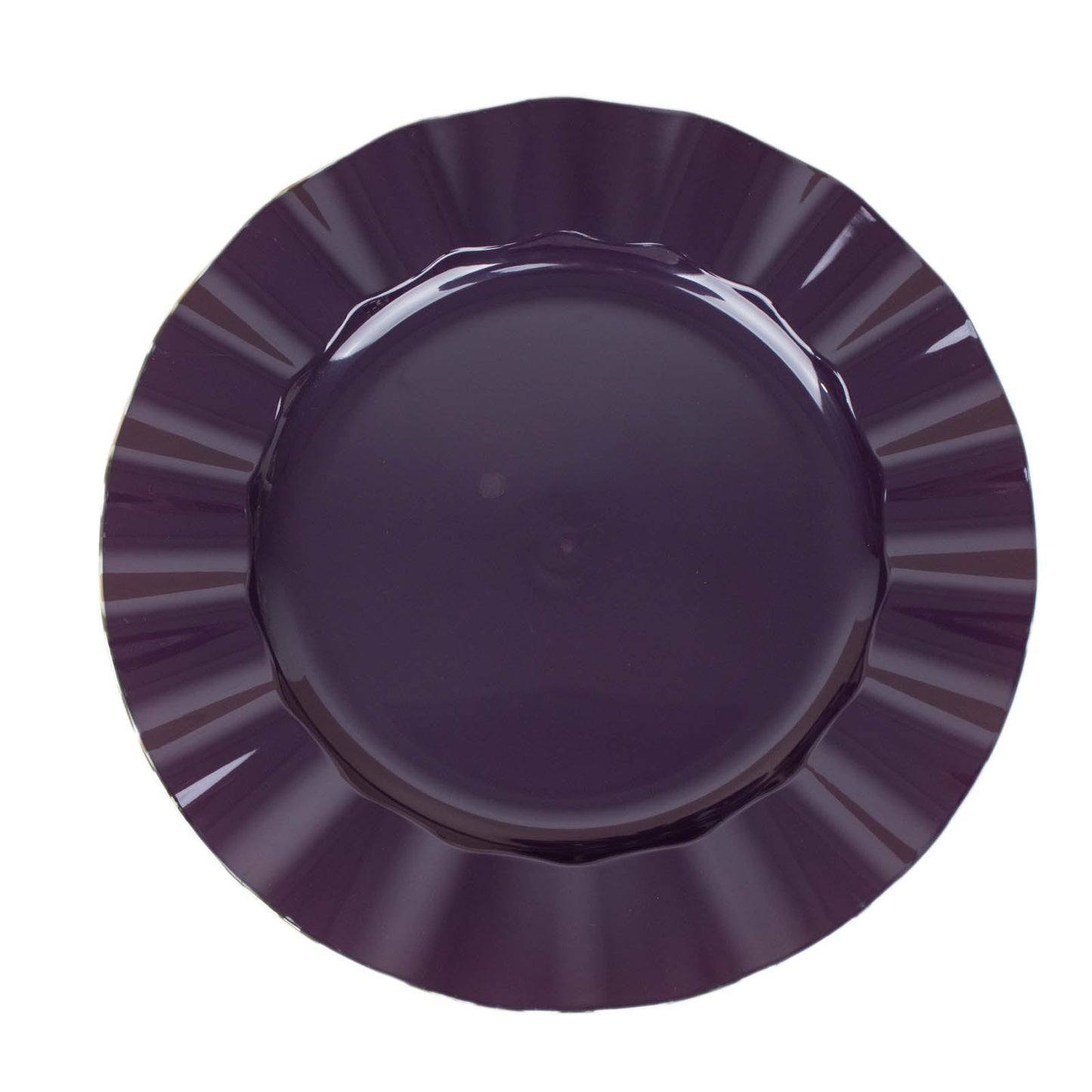 9" Purple Hard Plastic Dinner Plate with Gold Ruffled Rim