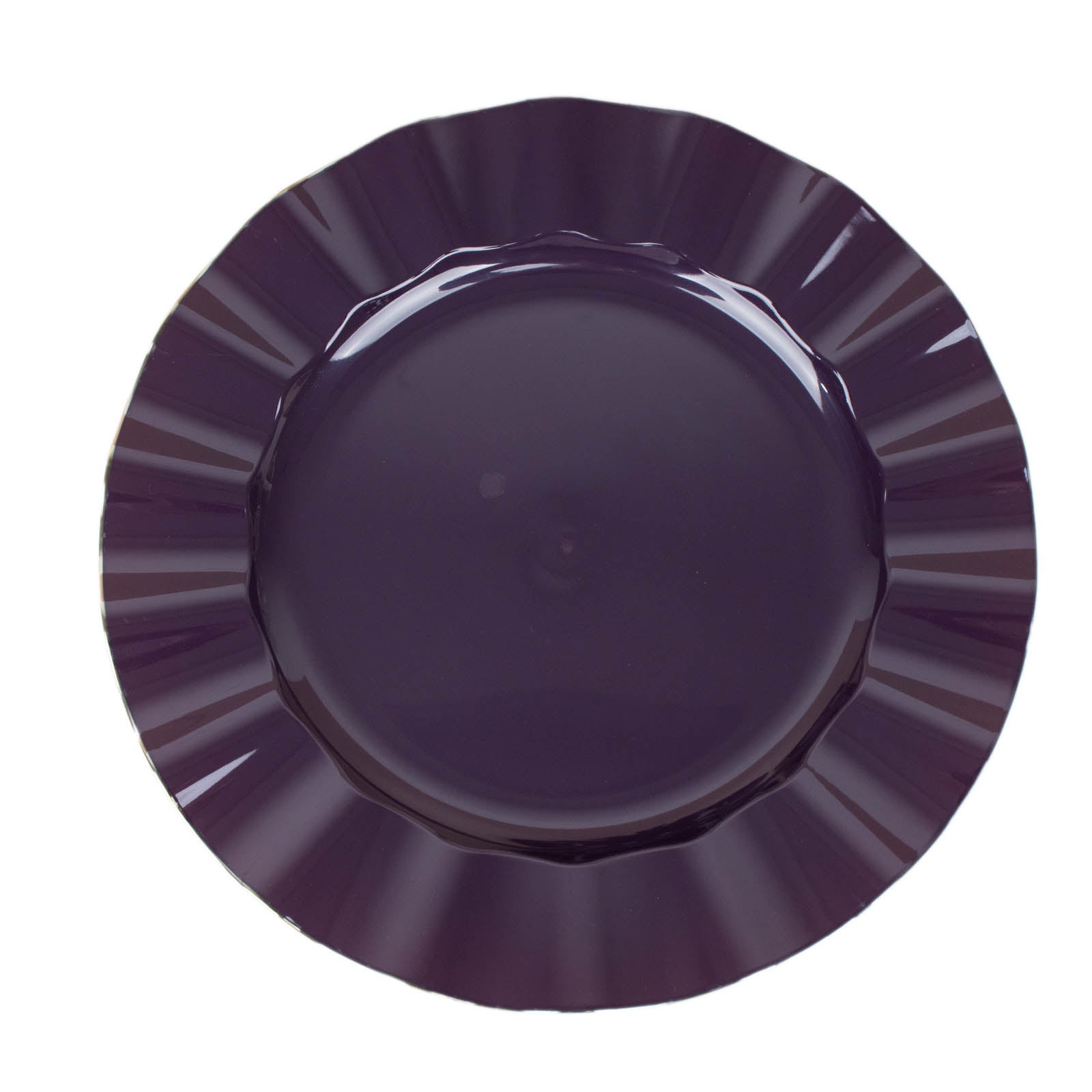 9" Purple Hard Plastic Dinner Plate with Gold Ruffled Rim
