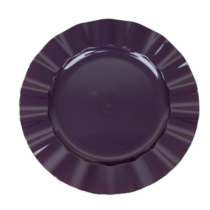 9" Purple Hard Plastic Dinner Plate with Gold Ruffled Rim