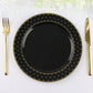 10 Pack | 10" Black / Gold 3D Round Plastic Dinner Plates, Disposable Party Serving Plates With 3D Polka Dotted Rim