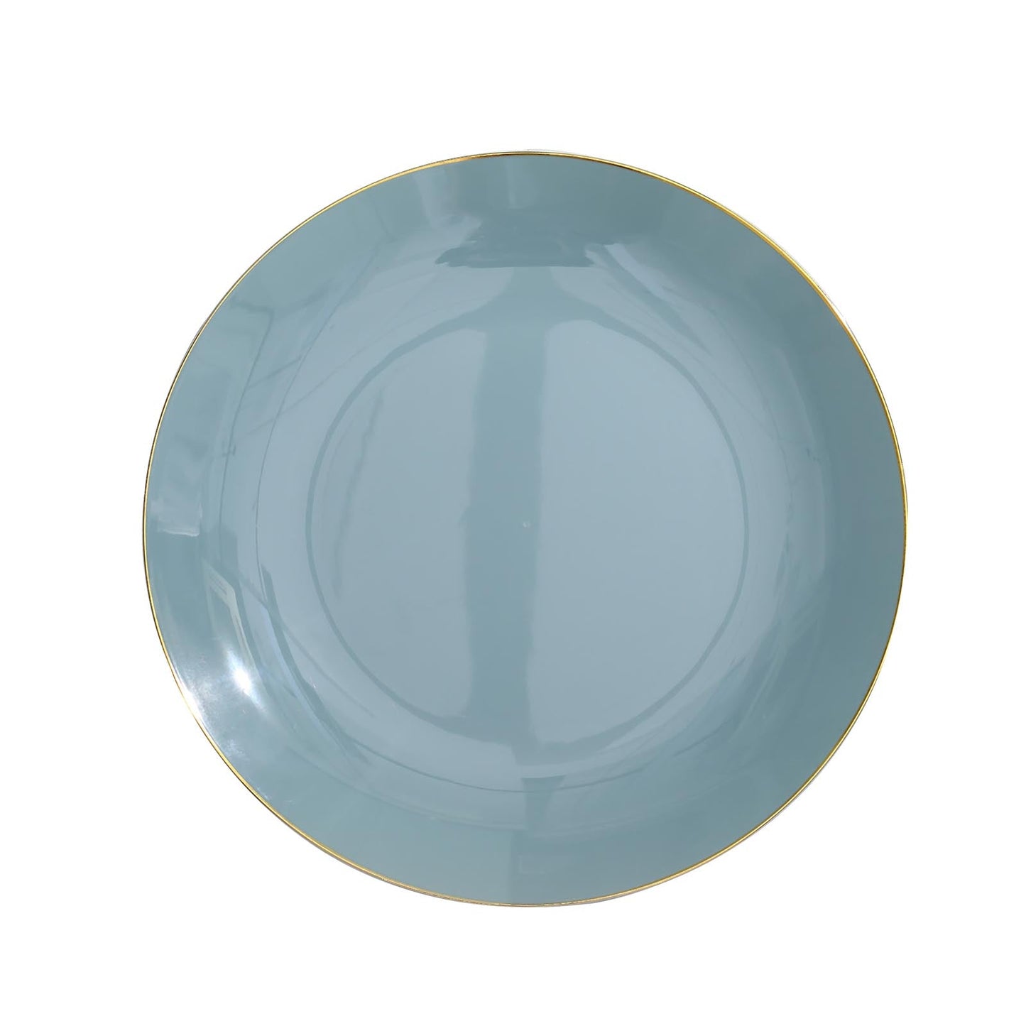 Gold Rimmed 10 Inch Dusty Blue Plastic Plates In 10 Pack#whtbkgd