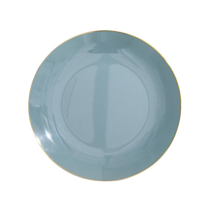 Gold Rimmed 10 Inch Dusty Blue Plastic Plates In 10 Pack#whtbkgd