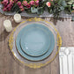 10 Inch Dusty Blue Plastic Plates With Gold Rim 