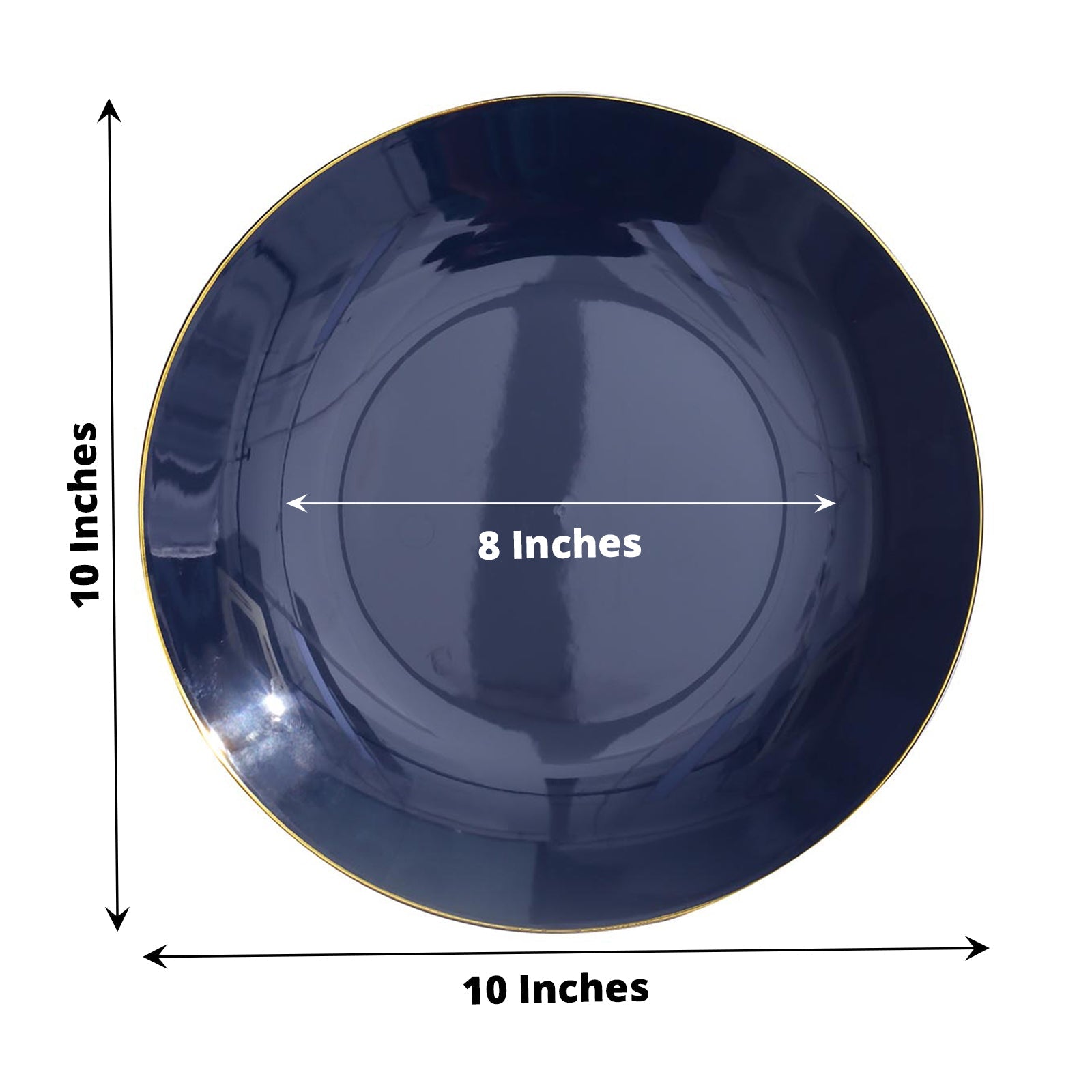 Gold Rimmed Navy Blue 10 Inch Round Dinner Plates 