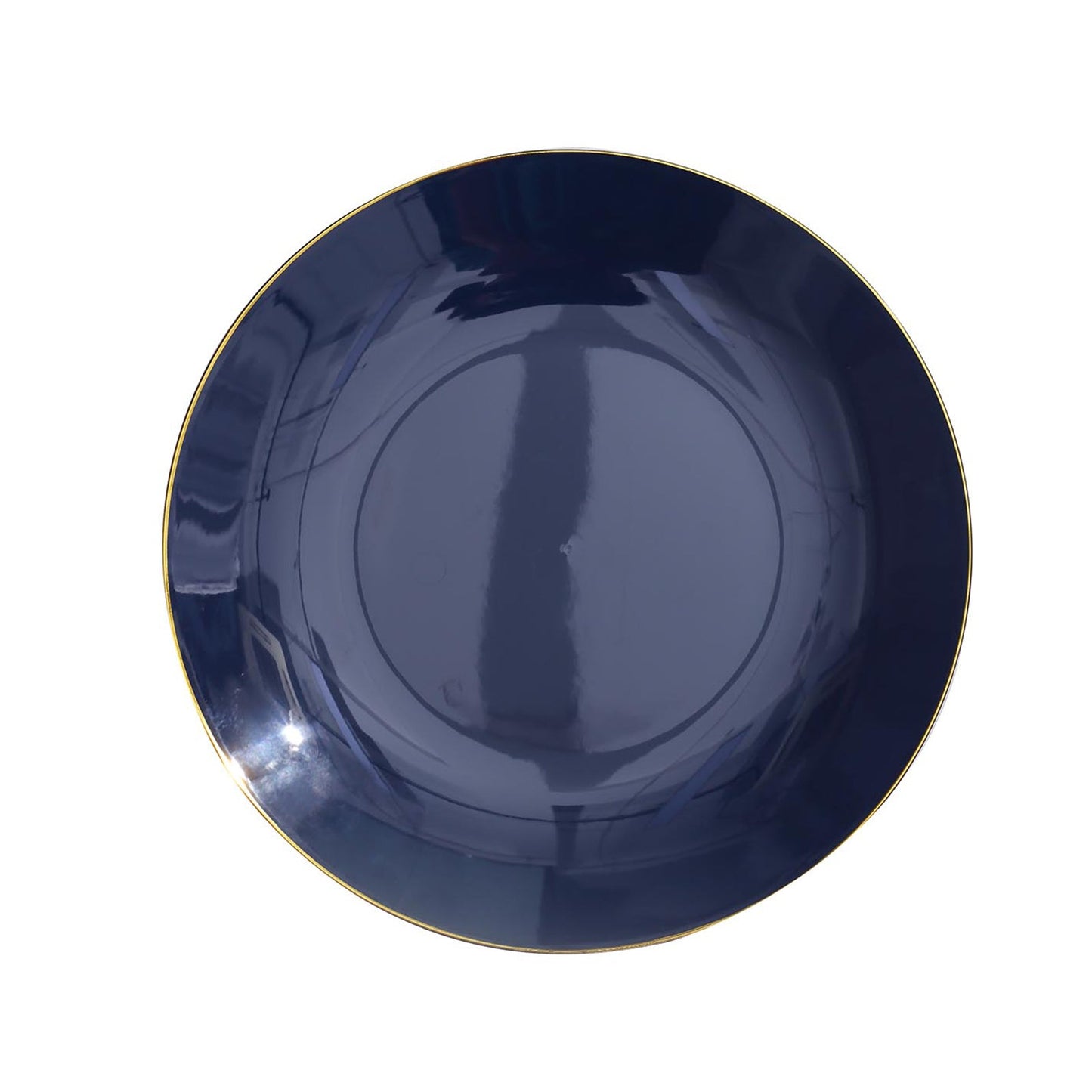 10 Inch Gold Rimmed Navy Blue Round Party Plates 10 Pack#whtbkgd