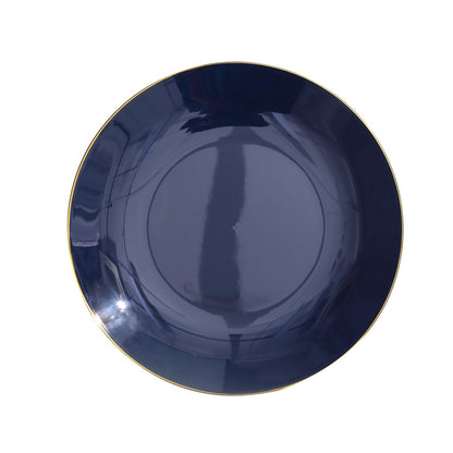 10 Inch Gold Rimmed Navy Blue Round Party Plates 10 Pack#whtbkgd