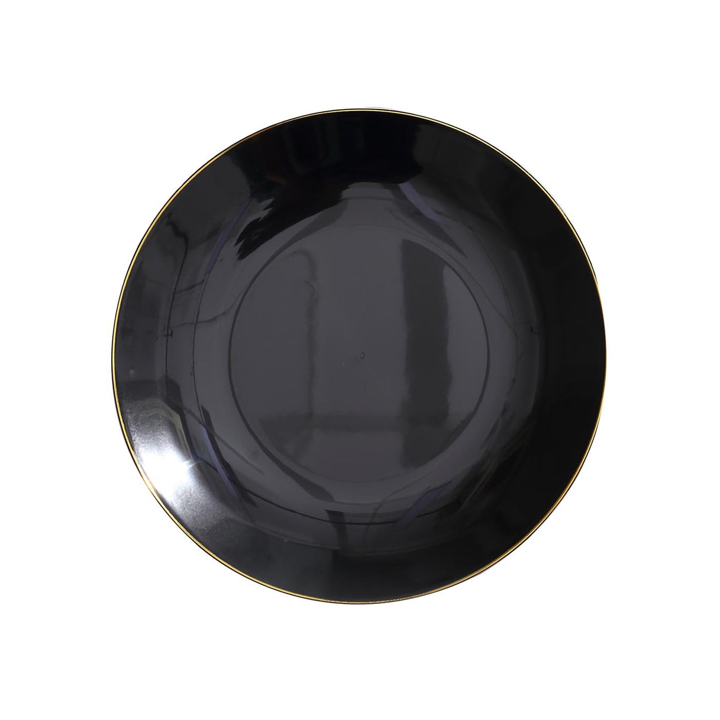 8 Inch - Black Gold Rim Design Round Dessert Plates - 10 Pack#whtbkgd
