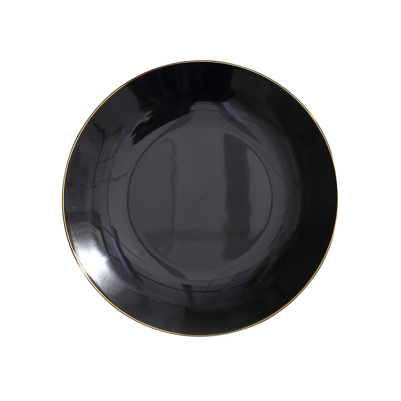 8 Inch - Black Gold Rim Design Round Dessert Plates - 10 Pack#whtbkgd