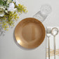 8 Inch - Gold Plastic Round Dessert Plates With Gold Rim Design - 10 Count
