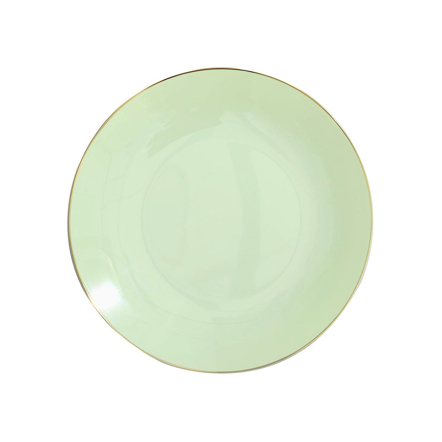 10 Pack Sage Green and Gold Rimmed Disposable Appetizer Plates 8 Inches#whtbkgd