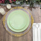 Gold Rimmed 8 Inch Sage Green Plastic Dessert Plates 10 Pack