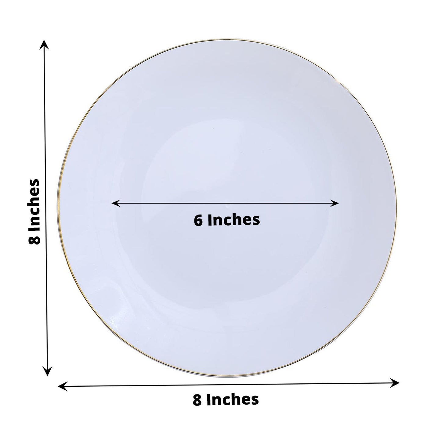 White Round Plates With Gold Rim 10 Pack