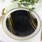 10 Pack of Disposable Black & Gold Brush Stroked Round Plastic Plates 10 Inch