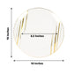 10 Pack Disposable 10 Inch White & Gold Brush Stroked Round Plastic Party Plates