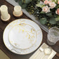 Set of 20 White Plastic Dinner Dessert Plates With Metallic Gold Floral Design, Disposable Round Party Plates - 8",10"