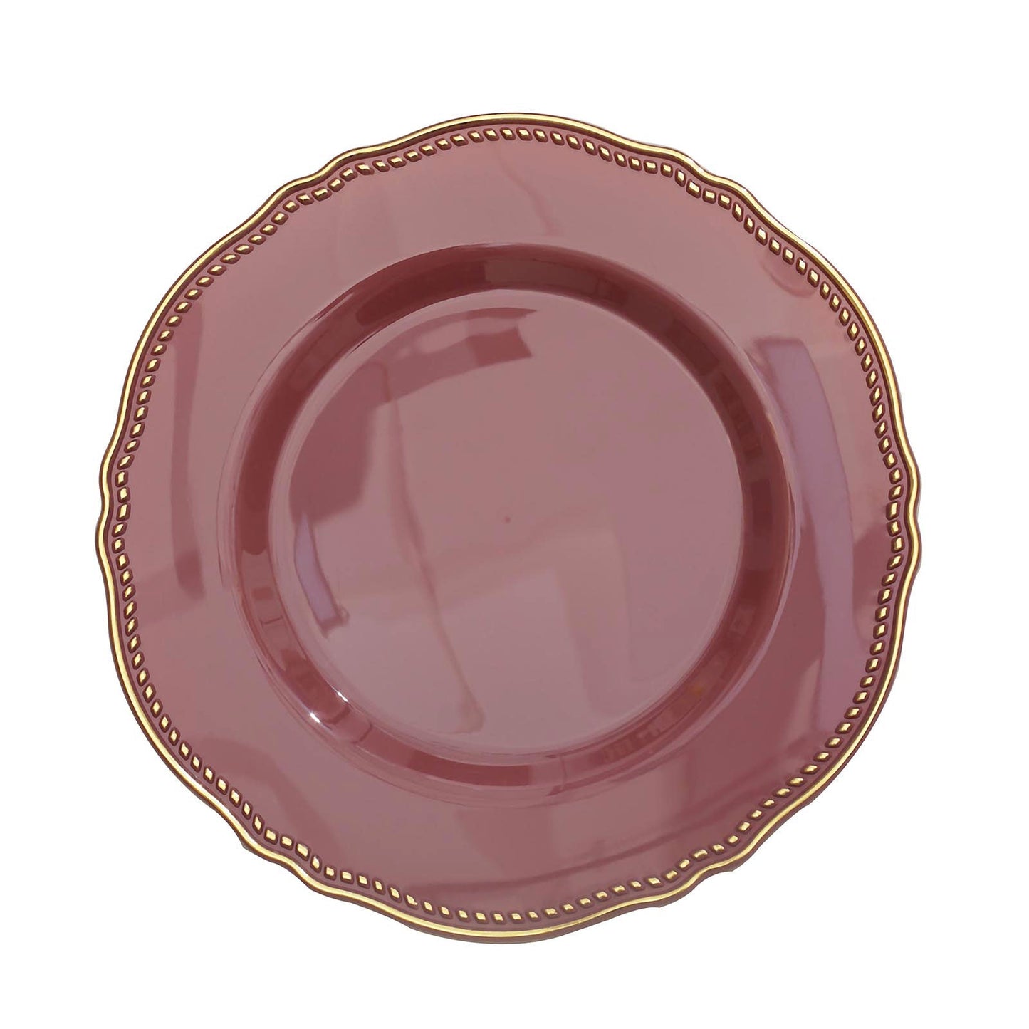 Elegant pink plate with golden rim, perfect for dining and decor.