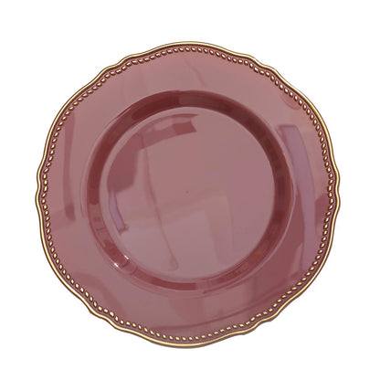 Elegant pink plate with golden rim, perfect for dining and decor.