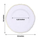 Elegant white plate with gold trim, 10 inches diameter, 6.25 inches inner circle.