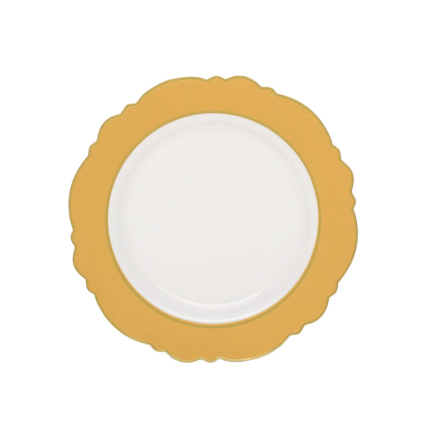 8" Gold Disposable Salad Appetizer Plate with Round Blossom Design