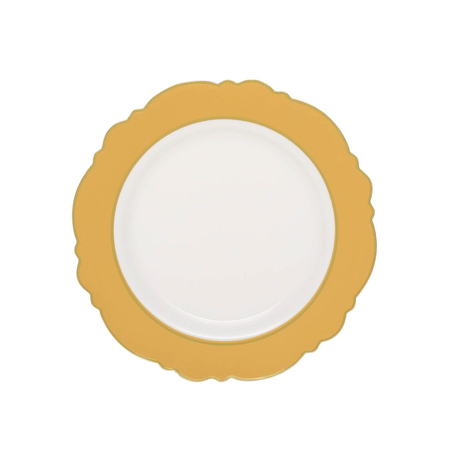 8" Gold Disposable Salad Appetizer Plate with Round Blossom Design