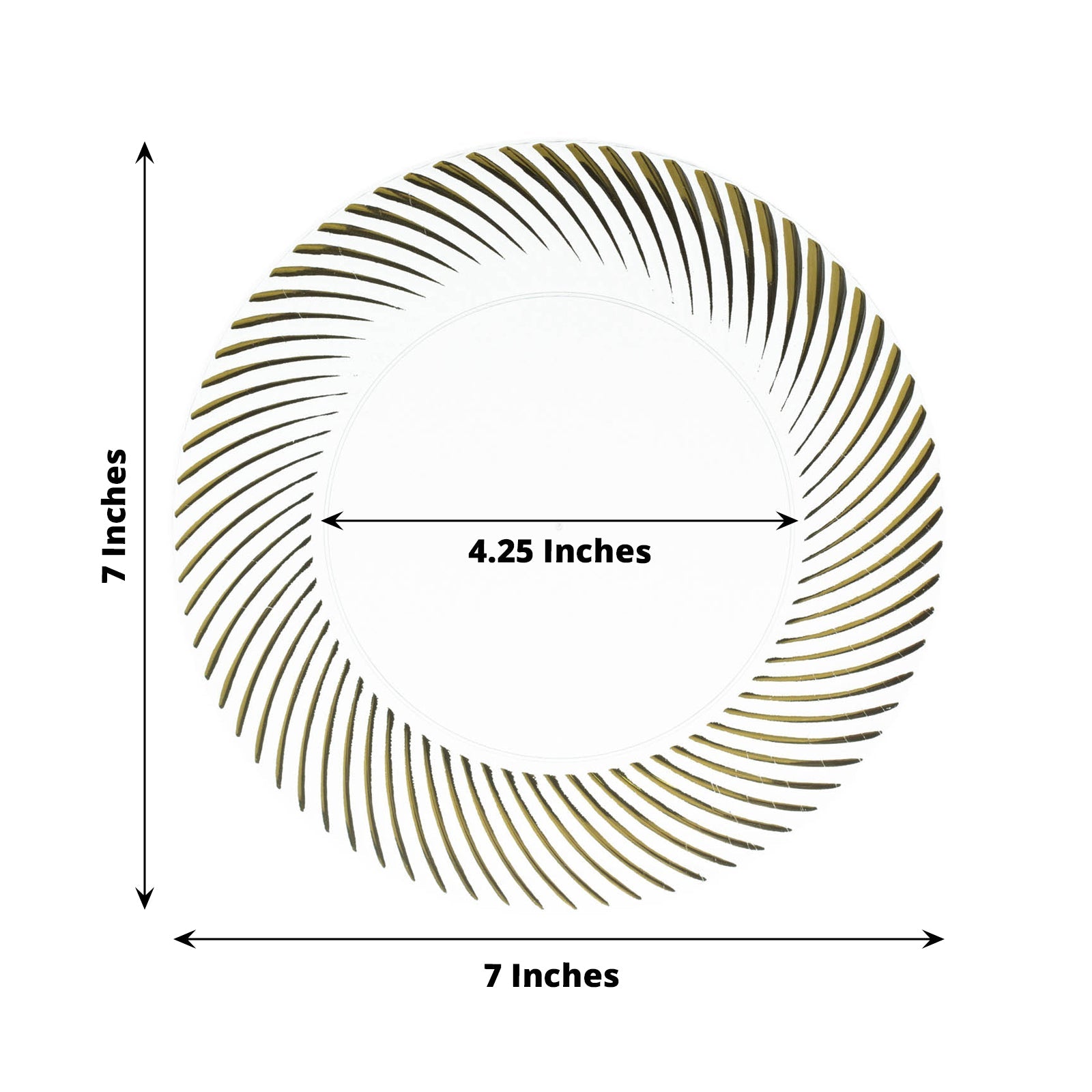 10 Pack | 7inch Clear / Gold Swirl Rim Plastic Dessert Appetizer Plates