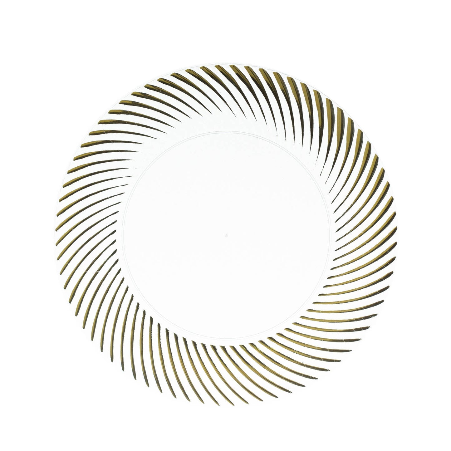 10 Pack | 7inch Clear / Gold Swirl Rim Plastic Dessert Appetizer Plates#whtbkgd