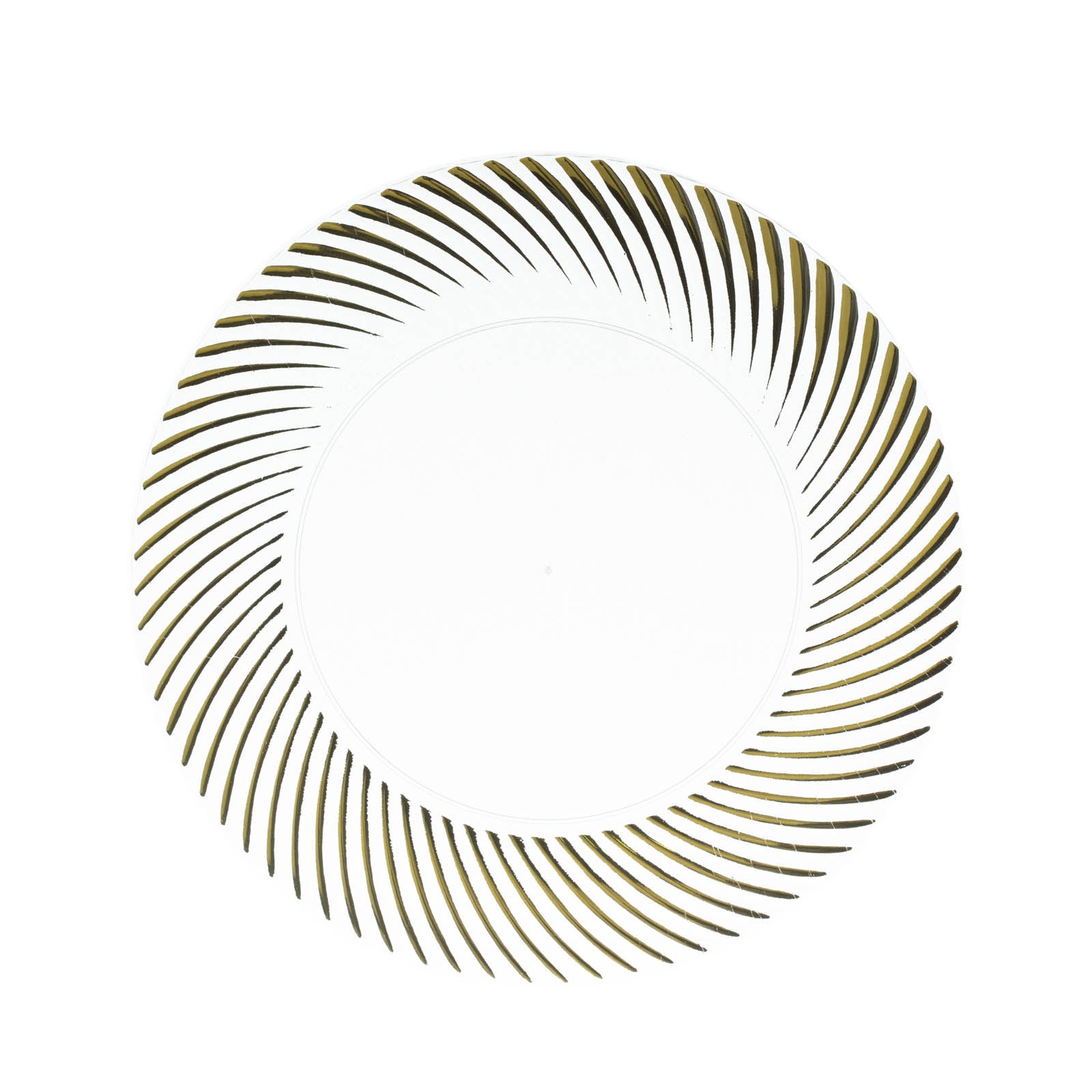 10 Pack | 7inch Clear / Gold Swirl Rim Plastic Dessert Appetizer Plates#whtbkgd