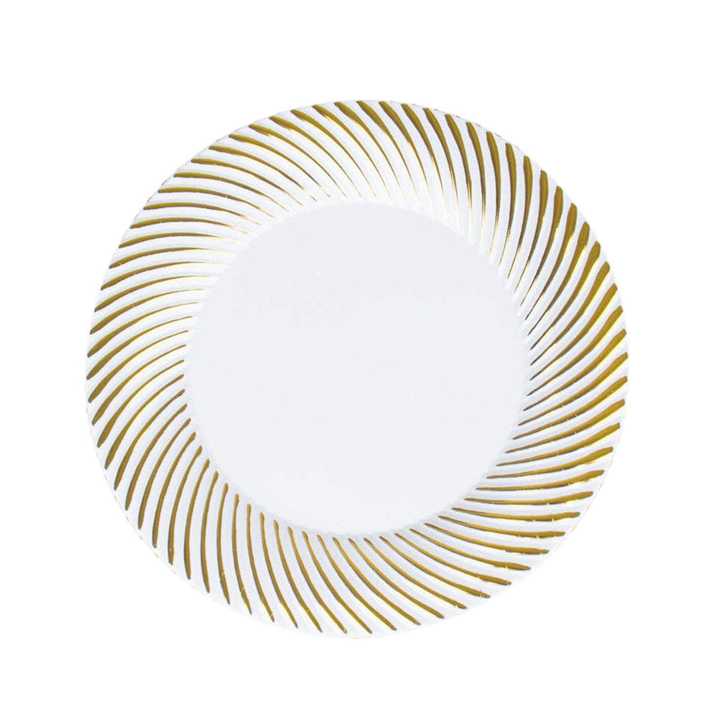 10 Pack | 7inch White / Gold Swirl Rim Plastic Dessert Appetizer Plates#whtbkgd