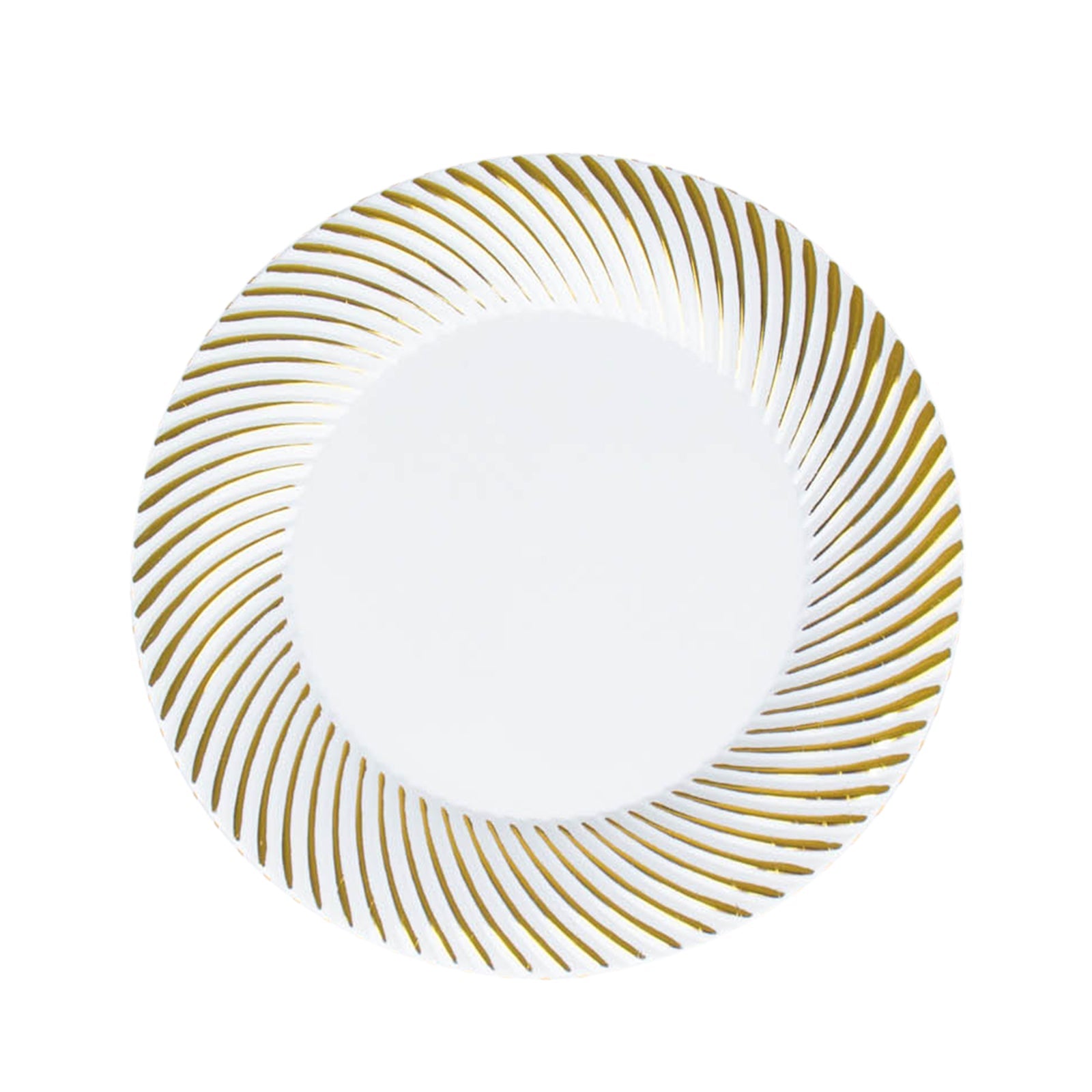 10 Pack | 7inch White / Gold Swirl Rim Plastic Dessert Appetizer Plates#whtbkgd