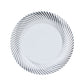 10 Pack | 7inch White / Silver Swirl Rim Plastic Dessert Appetizer Plates#whtbkgd