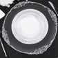10 Pack | 7inch White / Silver Swirl Rim Plastic Dessert Appetizer Plates