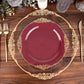 10 Inch Size Vintage Burgundy Plastic Plates With Gold Leaf Embossed Rim Plates