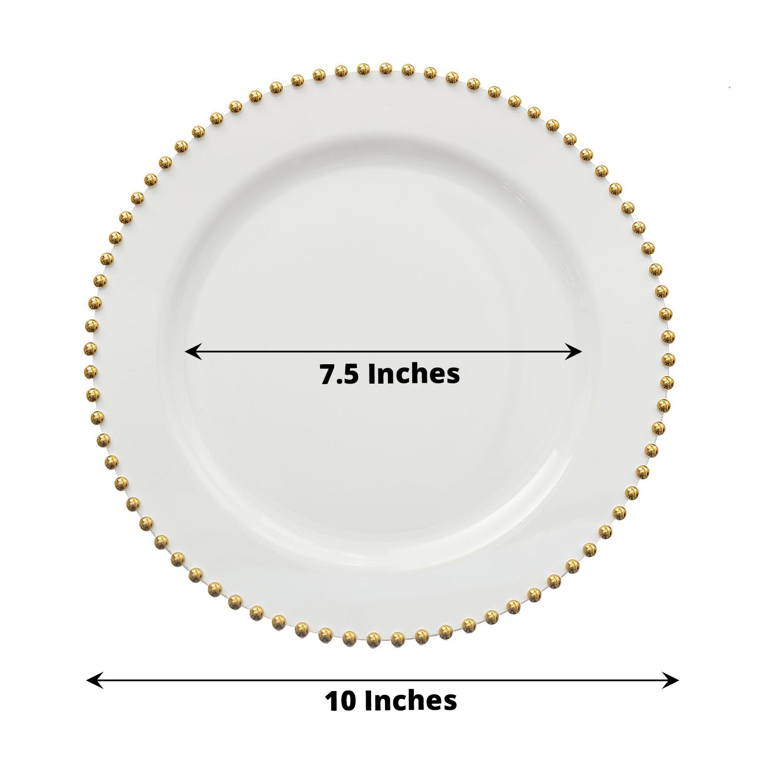 White Round Dinner Plates With Silver Beaded Rim Style Made Of Hard Plastic 10 Inches