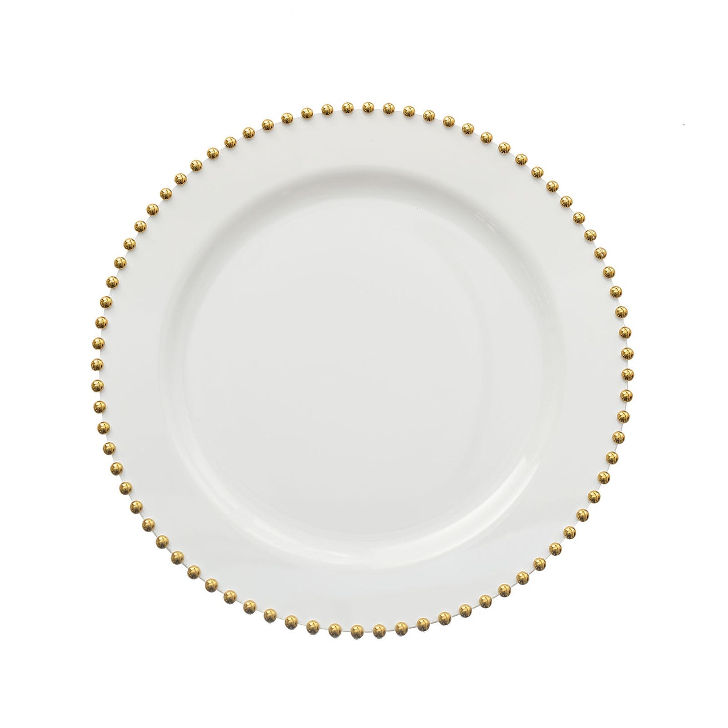 White Round Dinner Plates 10 Inches With Silver Beaded Rim Style Hard Plastic#whtbkgd