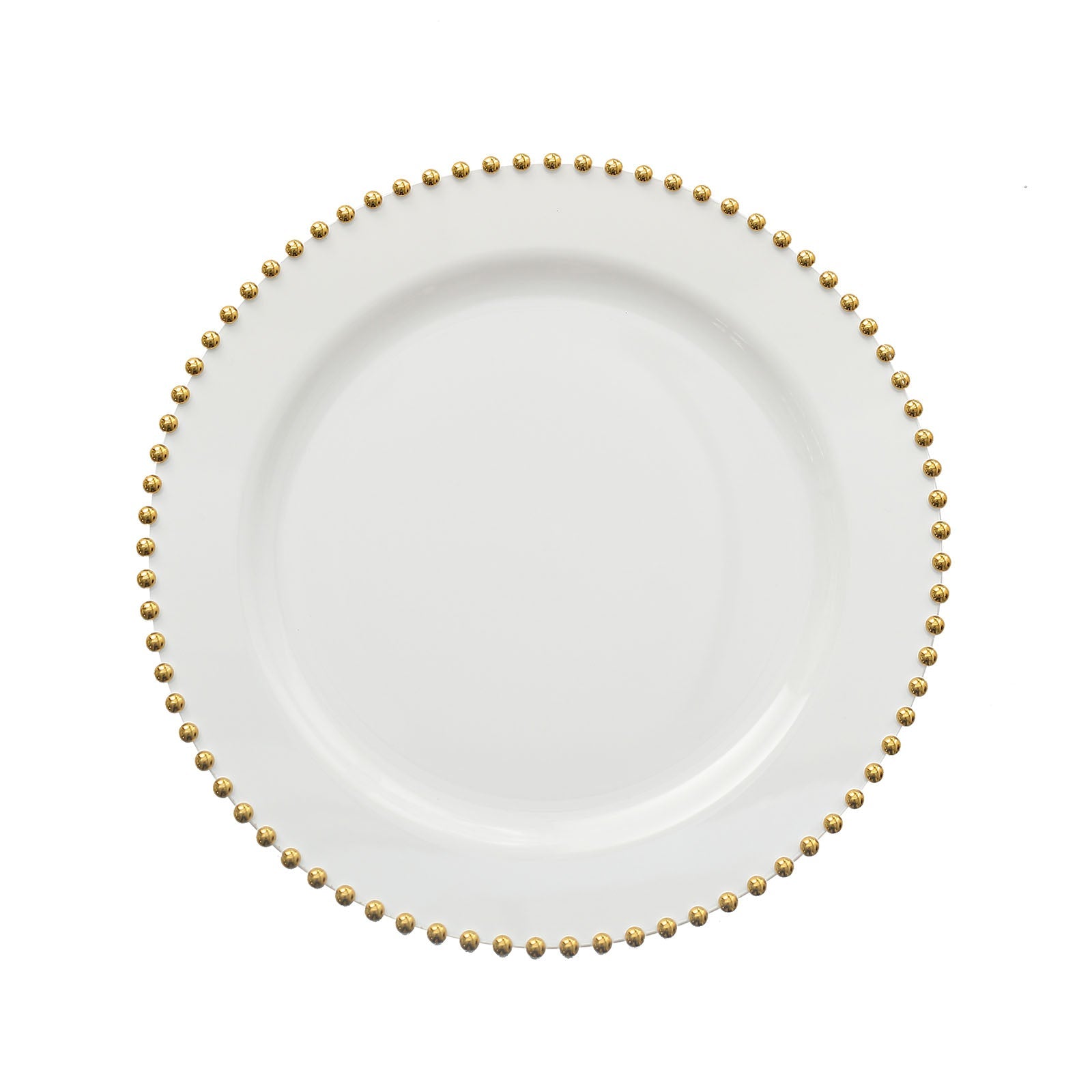 White Round Dinner Plates 10 Inches With Silver Beaded Rim Style Hard Plastic#whtbkgd