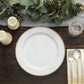 10-Pack Plastic 10" Round Dinner Plates in White with Gold Beaded Rim - Disposable Party Plates for Banquets & Festive Occasions