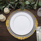 White round dinner plates with silver beaded rim for festive occasions.
