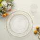 10-Pack Clear Plastic Dessert Plates – 8" Round with Gold Beaded Rim, Disposable for Parties & Events